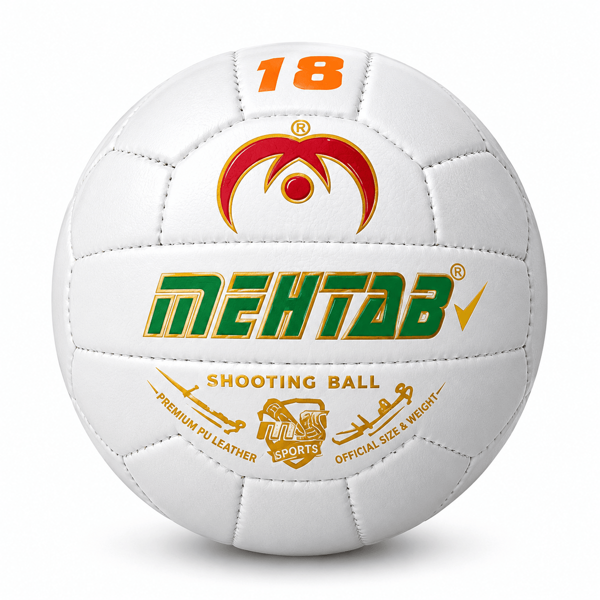 Mehtab 18 Panel Shooting Volleyball (Premium PU Leather)